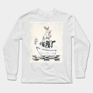 Farm Animals Bath E1 Long Sleeve T-Shirt